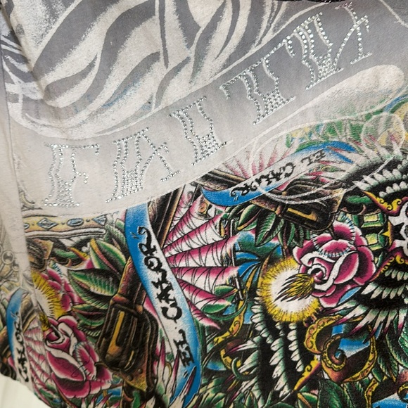 Bedazzled ed hardy by Christian audigier tshirt size M - Picture 3 of 8